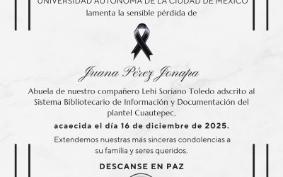 El SUTUACM lamenta el sensible fallecimiento de Juana Pérez Jonapa abuela de nuestro compañero Lehi Soriano Toledo