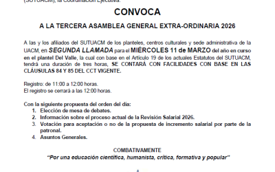 CONVOCATORIA A LA TERCERA ASAMBLEA GENERAL EXTRAORDINARIA 2026 SEGUNDA LLAMADA