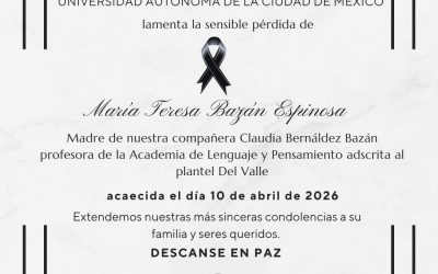 El SUTUACM lamenta el sensible fallecimiento de María Teresa Bazán Espinosa Madre de nuestra compañera Claudia Bernáldez Bazán