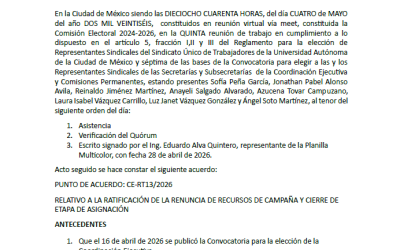 Acta de Quinta Reunión de Trabajo Comisión Electoral 2024-2026