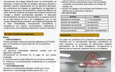 CONVOCATORIA: INTEGRACIÓN DE REPRESENTACIONESSUTUACM EN COMISIONES MIXTAS