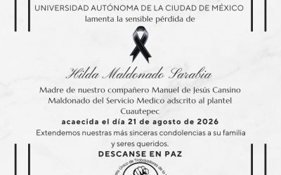 El SUTUACM lamenta el sensible fallecimiento de Hilda Maldonado Sarabia madre de nuestro compañero Manuel de Jesús Cancino Maldonado